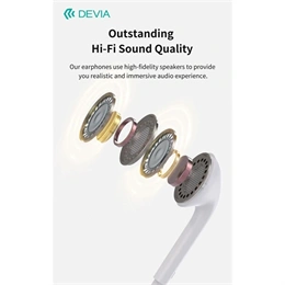 Devia Kintone A3 In-Ear fülhallgató sztereó (3,5 mm jack, mikrofon, 14,2 mm hangszóró, 120 cm kábel, fehér)