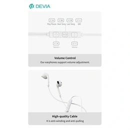 Devia Kintone A3 In-Ear fülhallgató sztereó (3,5 mm jack, mikrofon, 14,2 mm hangszóró, 120 cm kábel, fehér)