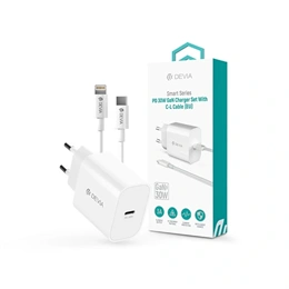 Devia Smart Series 30W GaN hálózati adapter (Type-C csatlakozó, Type-C és Lightning kábel 1 m, PD, QC, fekete)