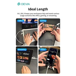 Devia Smart Series adat- és töltőkábel (C dugó / Lightning, C dugó / C dugó, 60 W + 27 W, PD, 1,2 m, fehér)