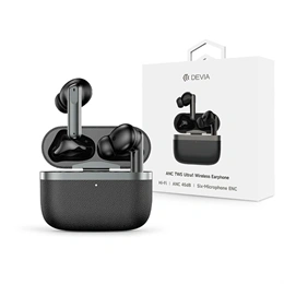 Devia TWS Ultra1 bluetooth fejhallgató sztereó (v5.4, ANC, mikrofon, vezeték nélküli töltés, Type-C, fekete)