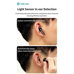Devia TWS Ultra1 bluetooth fejhallgató sztereó (v5.4, ANC, mikrofon, vezeték nélküli töltés, Type-C, fekete)