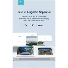 Devia asztali töltő 3in1 (15W, Qi, vezeték nélküli, mobiltelefon töltő, Apple watch töltő, AirPods töltő, 1m kábel, fehé
