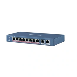 Hikvision DS-3E1310HP-EI PoE switch 8 port 100Mbps (110W, 2x RJ45 1000Mbps, menedzselhető)