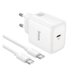 Hoco N83 hálózati töltő Type-C aljzat (60W, GaN, PD gyorstöltő 3.0, Type-C kábel, fehér)