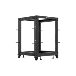 Lanberg 19" 15U szabadon álló rack keret (600x600-1100 mm, állítható mélységű, fekete)