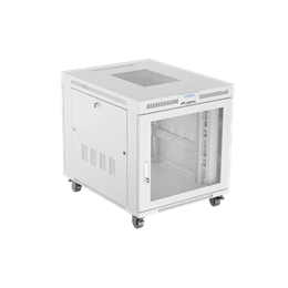 Lanberg 19" szabadon álló rack szekrény (15U, 800x1000 mm, perforált ajtó, lapraszerelt, LCD kijelző, szürke)