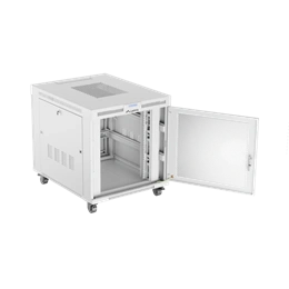 Lanberg 19" szabadon álló rack szekrény (15U, 800x1000 mm, perforált ajtó, lapraszerelt, LCD kijelző, szürke)