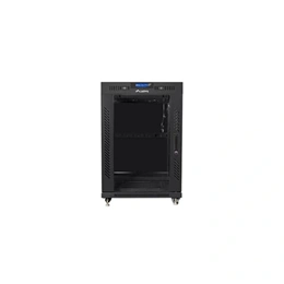 Lanberg 19" szabadon álló rack szekrény (15U, 800x1000 mm, üvegajtó, lapraszerelt, LCD kijelző, fekete)