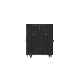 Lanberg 19" szabadon álló rack szekrény (15U, 800x1000 mm, üvegajtó, lapraszerelt, LCD kijelző, fekete)