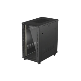 Lanberg 19" szabadon álló rack szekrény (22U, 600x1000 mm, üvegajtó, lapraszerelt, fekete)