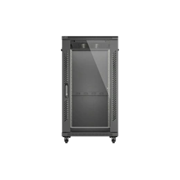 Lanberg 19" szabadon álló rack szekrény (22U, 600x1000 mm, üvegajtó, lapraszerelt, fekete)