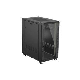 Lanberg 19" szabadon álló rack szekrény (22U, 600x1000 mm, üvegajtó, lapraszerelt, fekete)