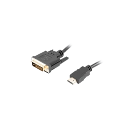 Lanberg HDMI (M) - DVI-D (M) (24+1) kábel (1,8 m, Dual Link, aranyozott csatlakozók, dupla árnyékolás, 4K, fekete)