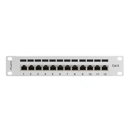 Lanberg Patch Panel (10", 1U, 12 port, CAT6, árnyékolt, szürke)