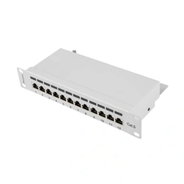 Lanberg Patch Panel (10", 1U, 12 port, CAT6, árnyékolt, szürke)