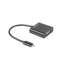 Lanberg USB-C->VGA adapter kábel (USB-C(M) - VGA(F), USB 3.1 gen1, RTL2169 chip, 15 cm, fekete)