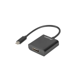 Lanberg USB-C - HDMI adapter kábel 15 cm (USB-C (M) - HDMI (F), USB 3.1 Gen1, 1920x1200, 2,7 Gb/s, AG9310, fekete)