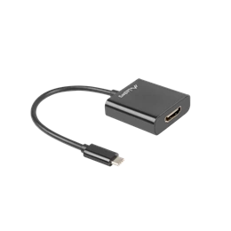 Lanberg USB-C - HDMI adapter kábel 15 cm (USB-C (M) - HDMI (F), USB 3.1 Gen1, 1920x1200, 2,7 Gb/s, AG9310, fekete)