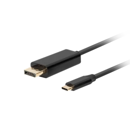 Lanberg USB-C (M)->DisplayPort (M) kábel 1,8 m (DisplayPort 1.2, 4K 60 Hz, 21,6 Gb/s, aranyozott csatlakozó, fekete)