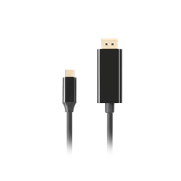 Lanberg USB-C (M)->DisplayPort (M) kábel 1,8 m (DisplayPort 1.2, 4K 60 Hz, 21,6 Gb/s, aranyozott csatlakozó, fekete)