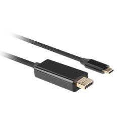 Lanberg USB-C (M)->DisplayPort (M) kábel 1,8 m (DisplayPort 1.2, 4K 60 Hz, 21,6 Gb/s, aranyozott csatlakozó, fekete)