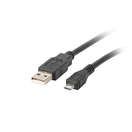 Lanberg USB micro (M)->USB-A (M) 2.0 kábel (0,3 m, 480 Mb/s, aranyozott csatlakozó, fekete)