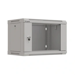 Lanberg fali rackszekrény (19", 6U, 540x350 mm, lapraszerelt, üvegajtó, szürke)