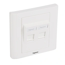 Legrand süllyesztett szerelvény (2xRJ45 keystone port, döntött, fehér, címketartó)