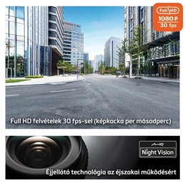 MIO MiVue C595WD Dual menetrögzítő kamera (2,0" kijelző, Full HD 1080p, 140°/130° látószög, GPS, WiFi, Sony STARVIS, fek