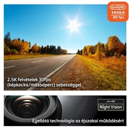 MIO MiVue J30 menetrögzítő kamera (2.5K 1440P, 140°, beépített WiFi, 3 mAh, fekete)