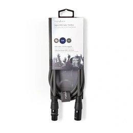 Nedis COTH15012GY15 DMX adapter kábel (XLR 3 tűs dugó / XLR 3 tűs anya, nikkelezett csatlakozó, kerek, PVC, 1,5 m, sötét