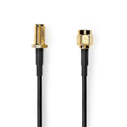 Nedis CSGL02010BK20 SMA kábel (SMA férfi / SMA nő, 2 m, 50 Ohm, árnyékolt, aranyozott, kerek, PVC, fekete)