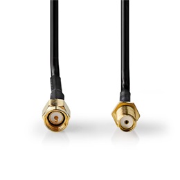 Nedis CSGL02010BK20 SMA kábel (SMA férfi / SMA nő, 2 m, 50 Ohm, árnyékolt, aranyozott, kerek, PVC, fekete)