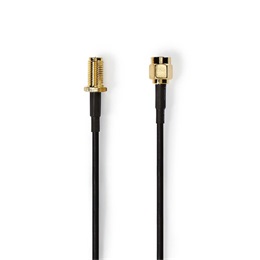 Nedis CSGL02210BK30 SMA kábel (RP SMA férfi / RP SMA női, aranyozott, 50 Ohm, egyrétegű árnyékolású, 3 m, kerek)