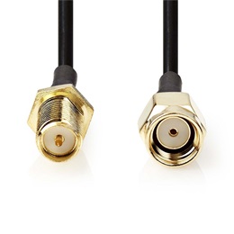 Nedis CSGL02210BK30 SMA kábel (RP SMA férfi / RP SMA női, aranyozott, 50 Ohm, egyrétegű árnyékolású, 3 m, kerek)