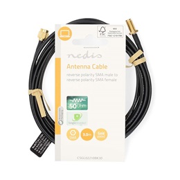 Nedis CSGL02210BK30 SMA kábel (RP SMA férfi / RP SMA női, aranyozott, 50 Ohm, egyrétegű árnyékolású, 3 m, kerek)