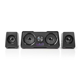 Nedis GSPR21022BK gamer hangszóró készlet (2.2 csatorna, USB tápellátás, 3,5 mm jack, 48 W, LED, hangerőszabályozó)