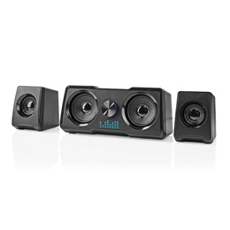 Nedis GSPR21022BK gamer hangszóró készlet (2.2 csatorna, USB tápellátás, 3,5 mm jack, 48 W, LED, hangerőszabályozó)
