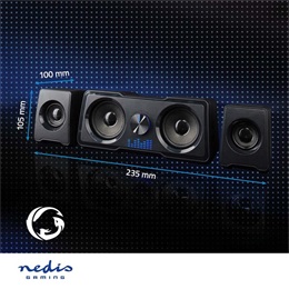 Nedis GSPR21022BK gamer hangszóró készlet (2.2 csatorna, USB tápellátás, 3,5 mm jack, 48 W, LED, hangerőszabályozó)
