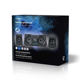 Nedis GSPR21022BK gamer hangszóró készlet (2.2 csatorna, USB tápellátás, 3,5 mm jack, 48 W, LED, hangerőszabályozó)