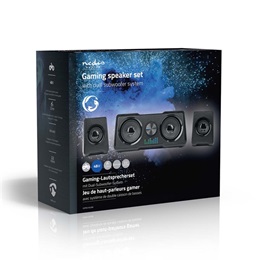 Nedis GSPR21022BK gamer hangszóró készlet (2.2 csatorna, USB tápellátás, 3,5 mm jack, 48 W, LED, hangerőszabályozó)