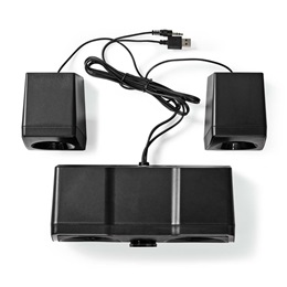 Nedis GSPR21022BK gamer hangszóró készlet (2.2 csatorna, USB tápellátás, 3,5 mm jack, 48 W, LED, hangerőszabályozó)