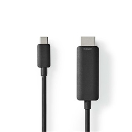 Nedis USB-C - HDMI kábel (USB-C dugó / HDMI csatlakozó, USB 3.2 Gen 1, DP alt mód, 4K@60Hz, 1 m, fekete)