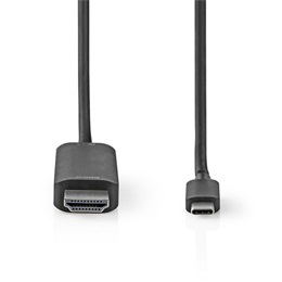 Nedis USB-C - HDMI kábel (USB-C dugó / HDMI csatlakozó, USB 3.2 Gen 1, DP alt mód, 4K@60Hz, 1 m, fekete)