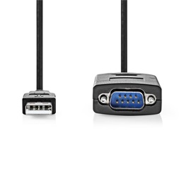 Nedis USB - RS232 adapter kábel (USB-A férfi / RS232, 0,9 m, fekete)