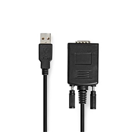 Nedis USB - RS232 adapter kábel (USB-A férfi / RS232, 0,9 m, fekete)
