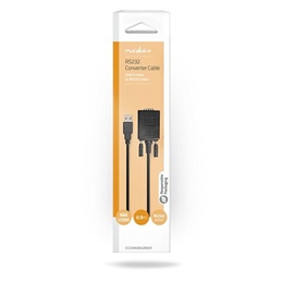Nedis USB - RS232 adapter kábel (USB-A férfi / RS232, 0,9 m, fekete)