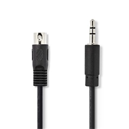Nedis audió kábel (DIN 5 tűs dugó / 3,5 mm sztereó jack, 2 m, fekete)