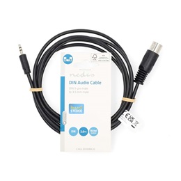 Nedis audió kábel (DIN 5 tűs dugó / 3,5 mm sztereó jack, 2 m, fekete)